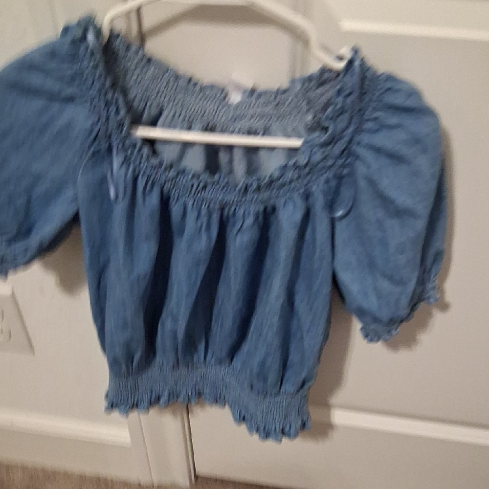 Blue Smocked Women's Top